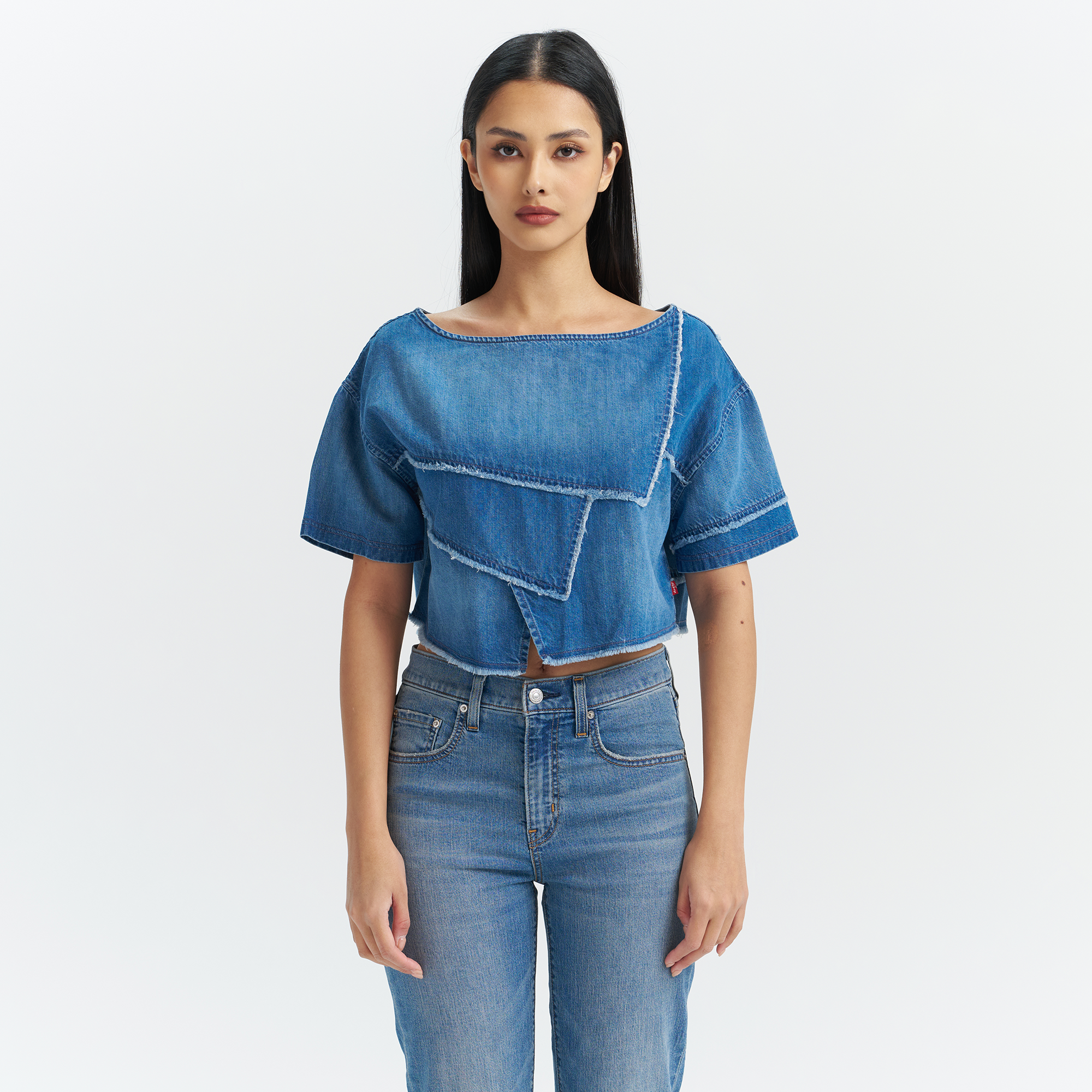 Levi's® Women's Patchwork Design Denim Short Sleeve Top